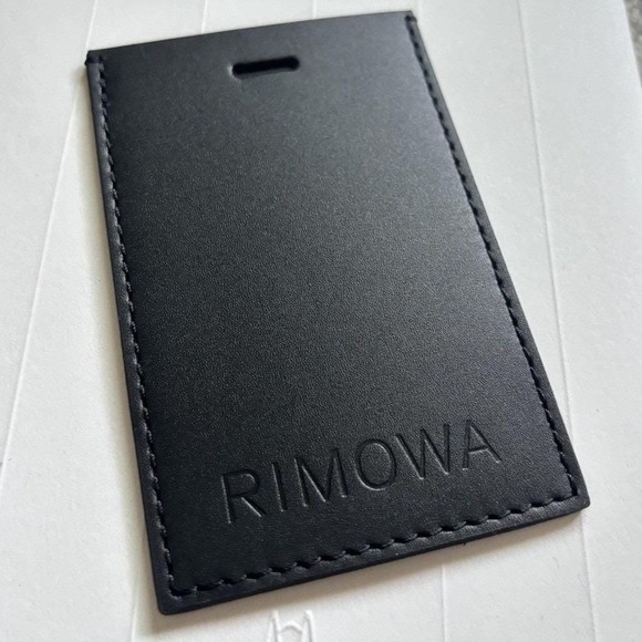Rimowa 100% Leather Travel Luggae Address Tag & Sticker Decal Black Silver Italy - Picture 3 of 9
